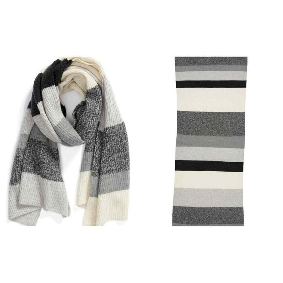 Halogen Knit Cashmere Scarf GRAY combo (O/S) - Picture 1 of 3